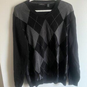 Van Heusen Grey Argyle Pattern Sweater Large